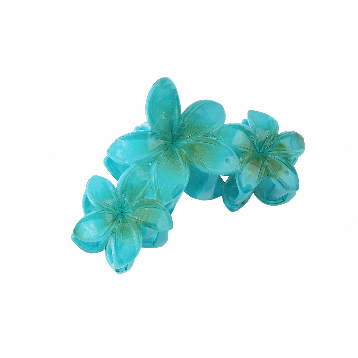 Three Frangipani Flower Claw in Malachite Green
