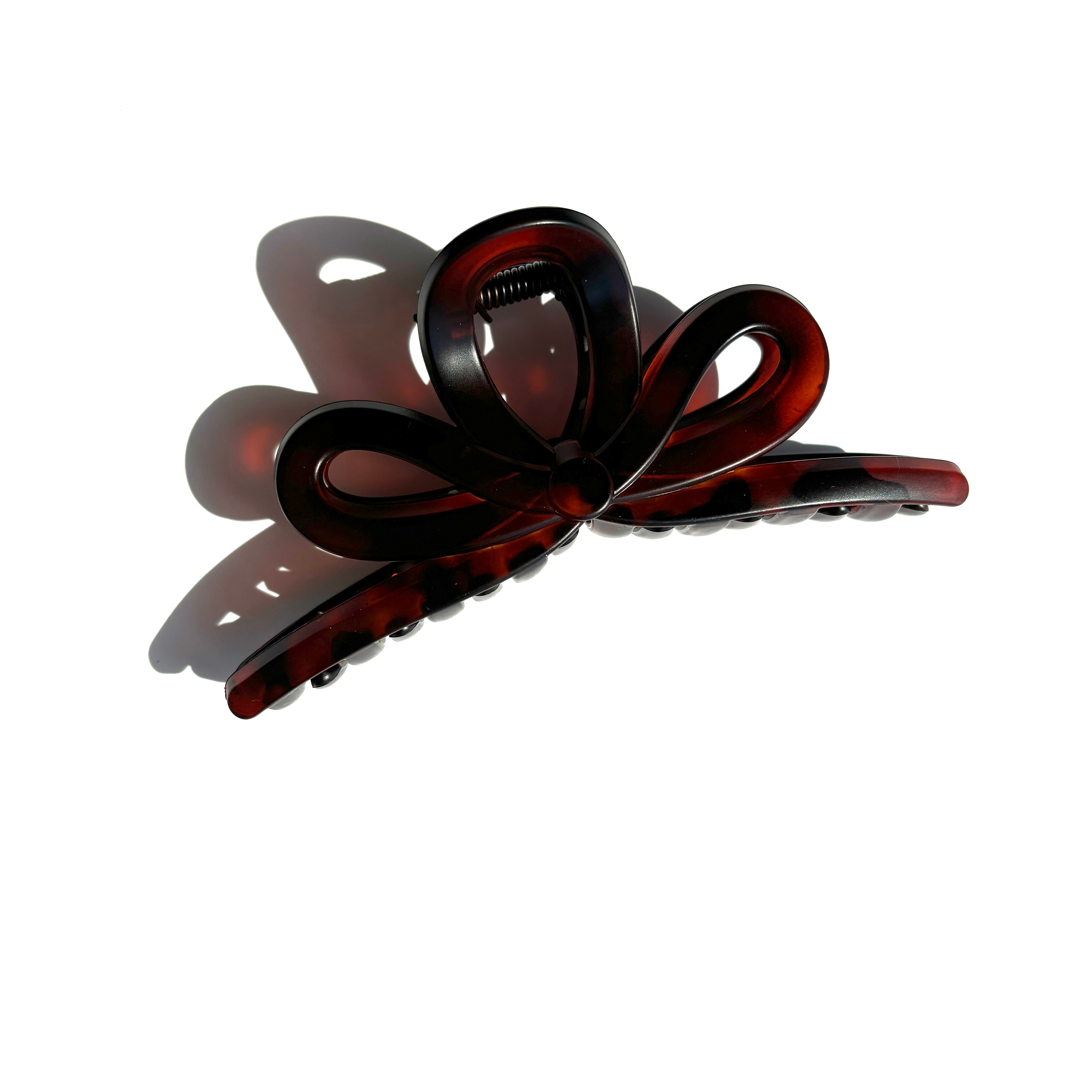 Big Bow Tie Hair Claw within Brown