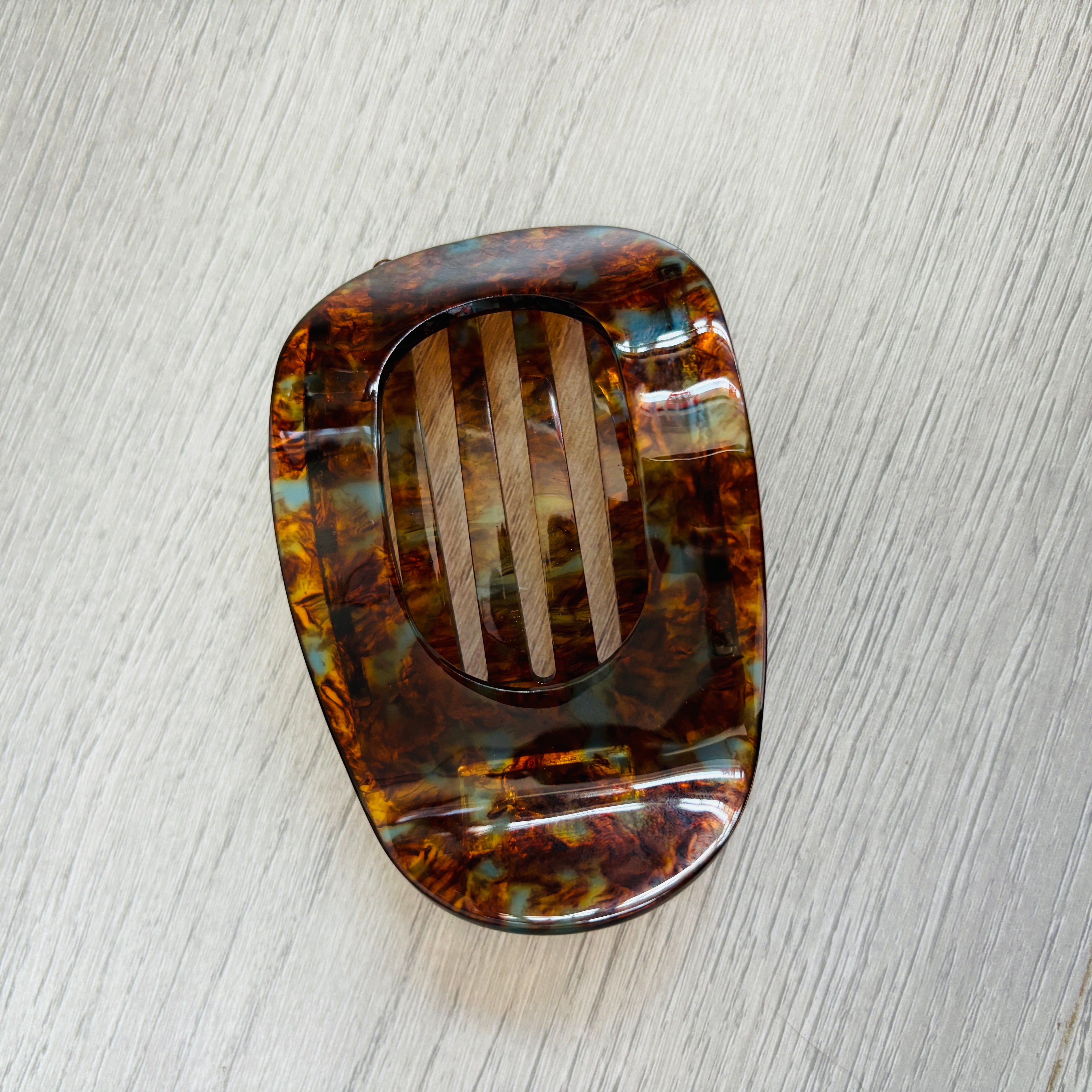 turquoise flat round hair clip