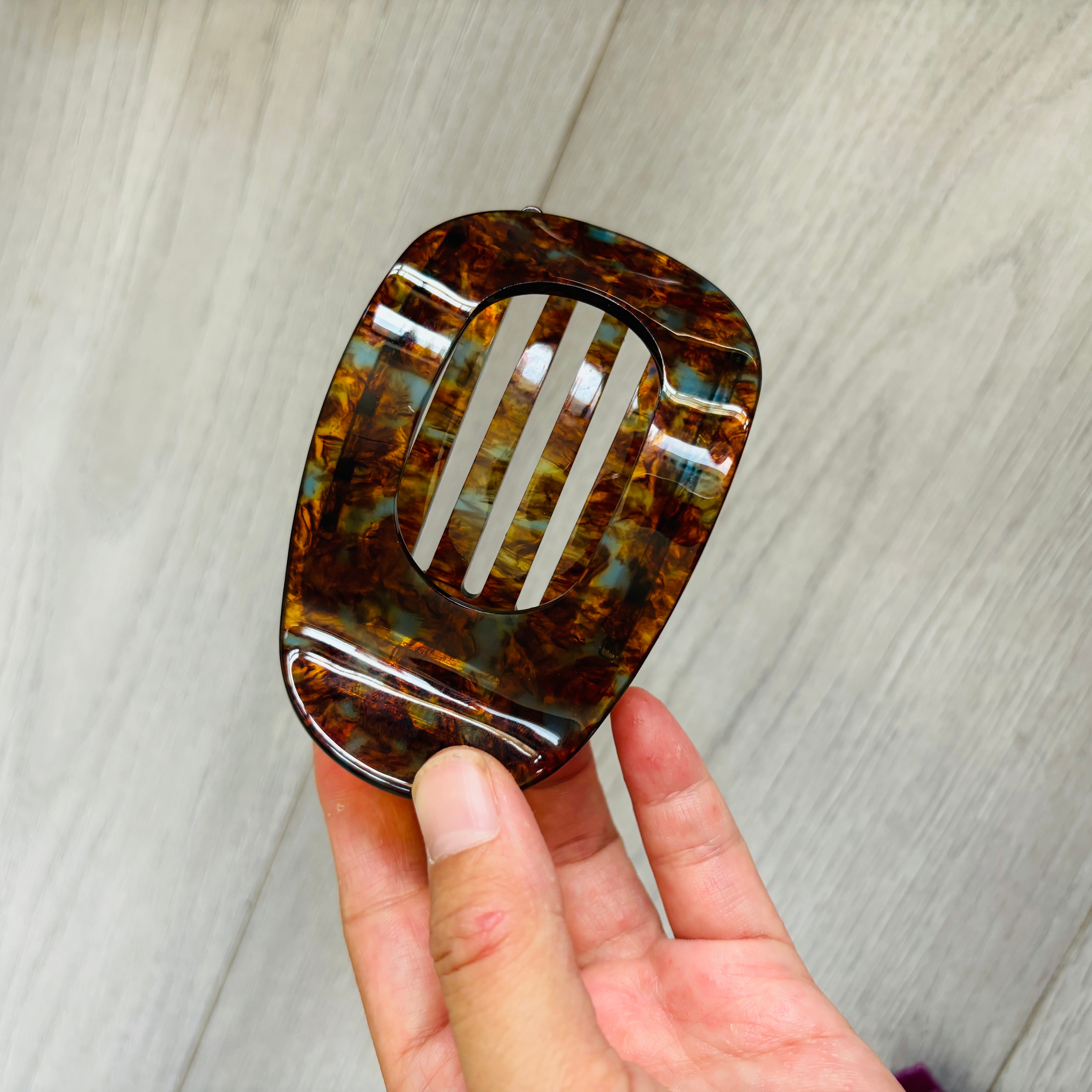 turquoise flat round hair clip