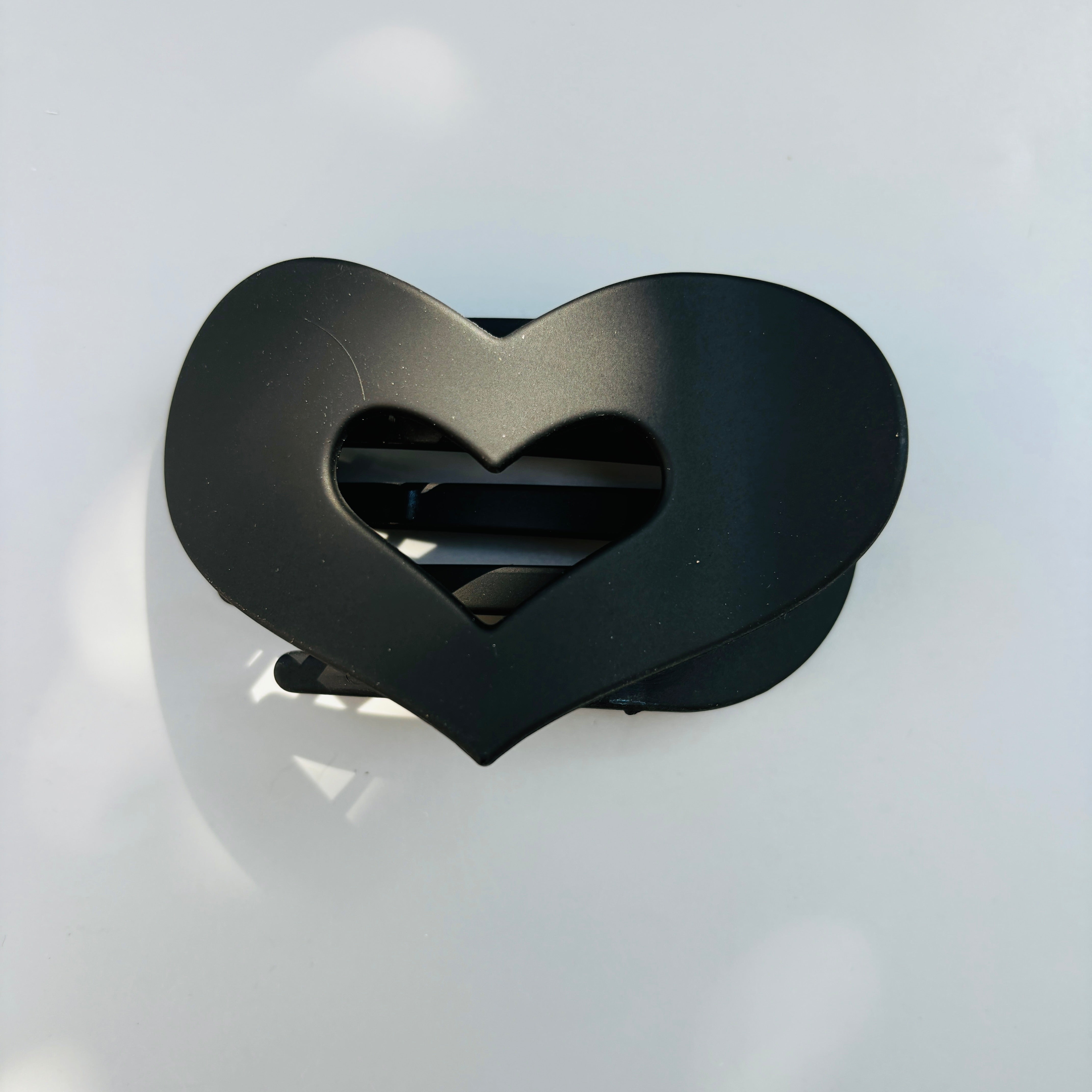 black flat love hair clip