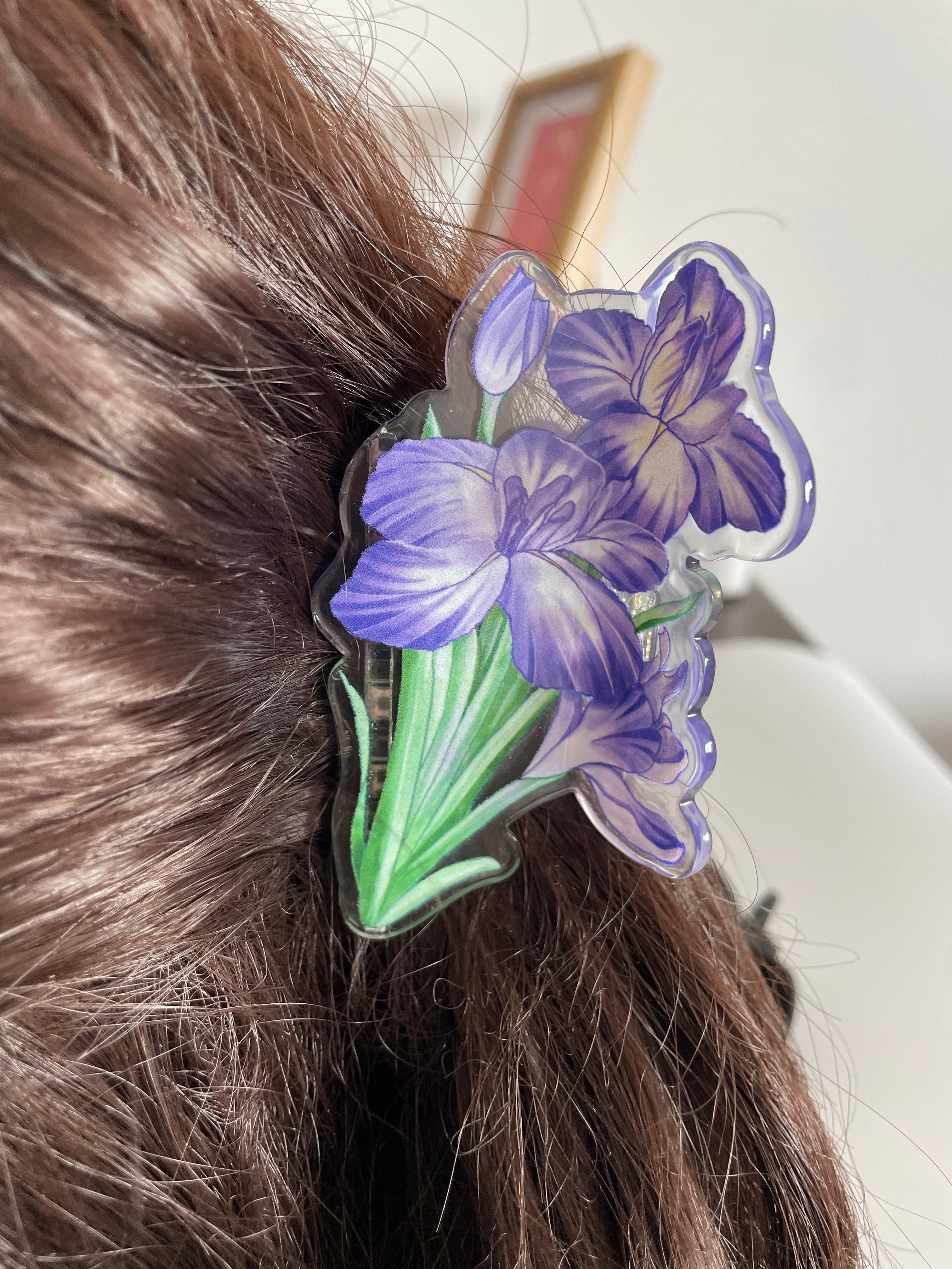 Purple Iris hair claw