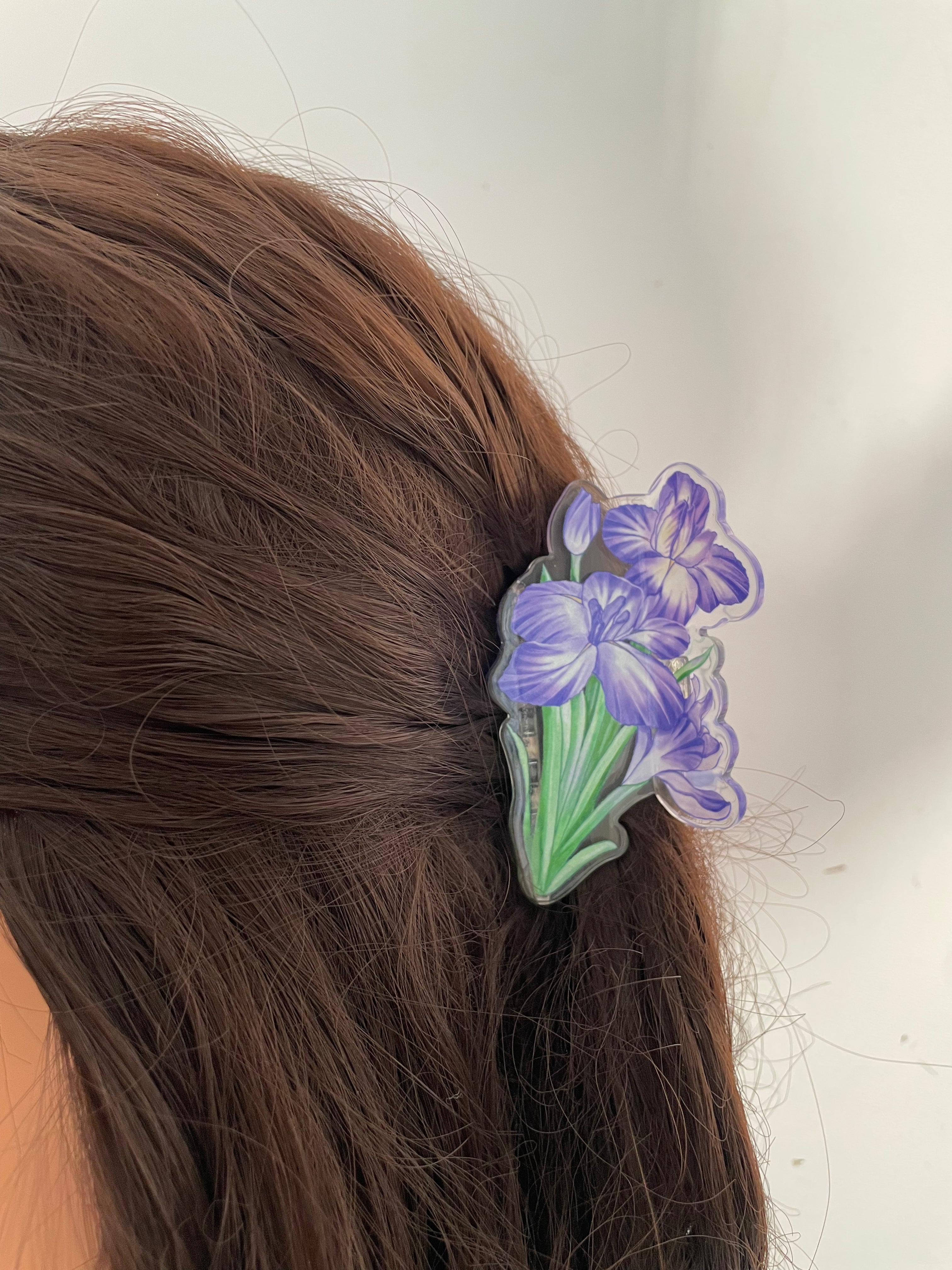 Purple Iris hair claw