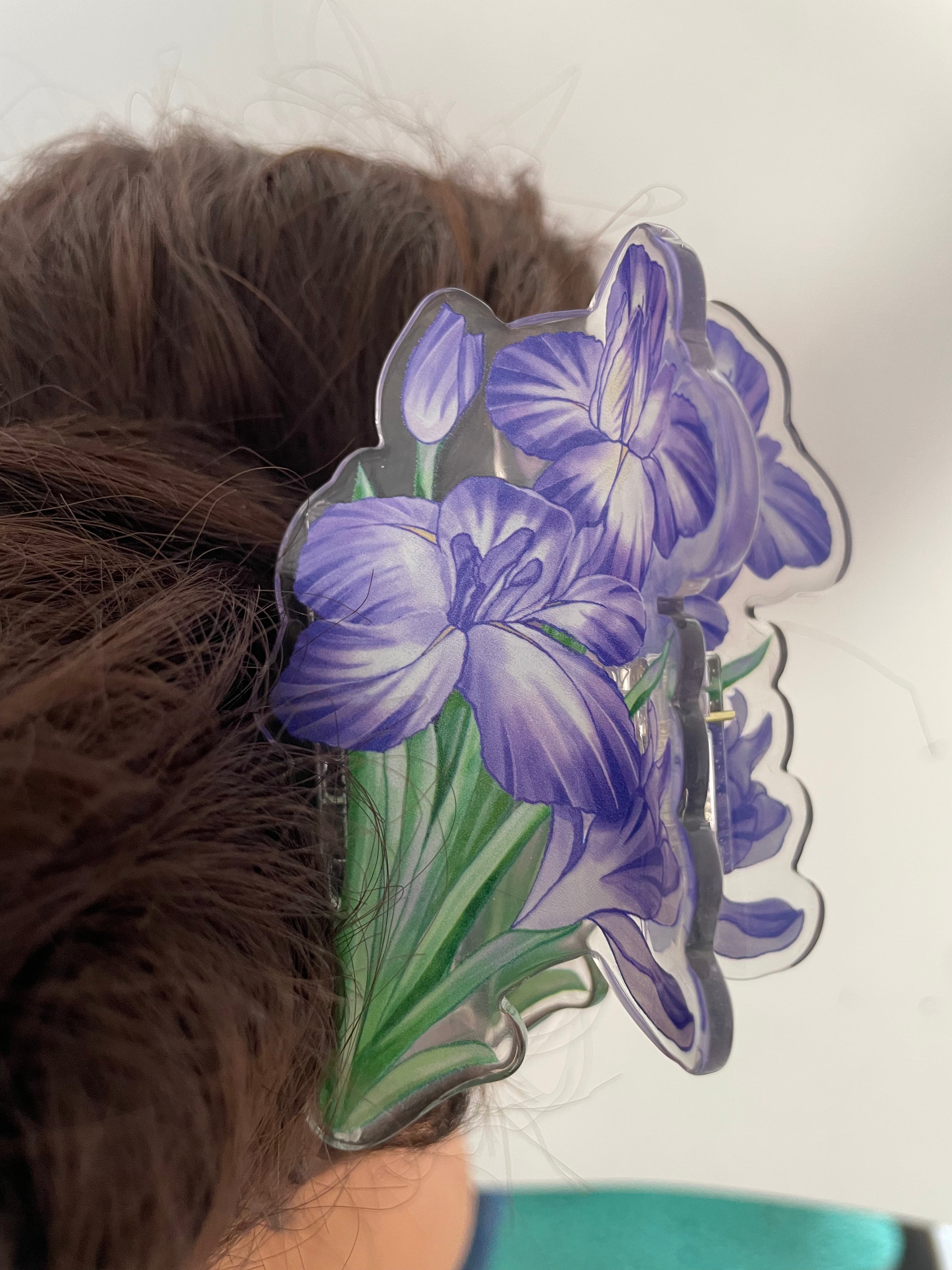 Purple Iris hair claw