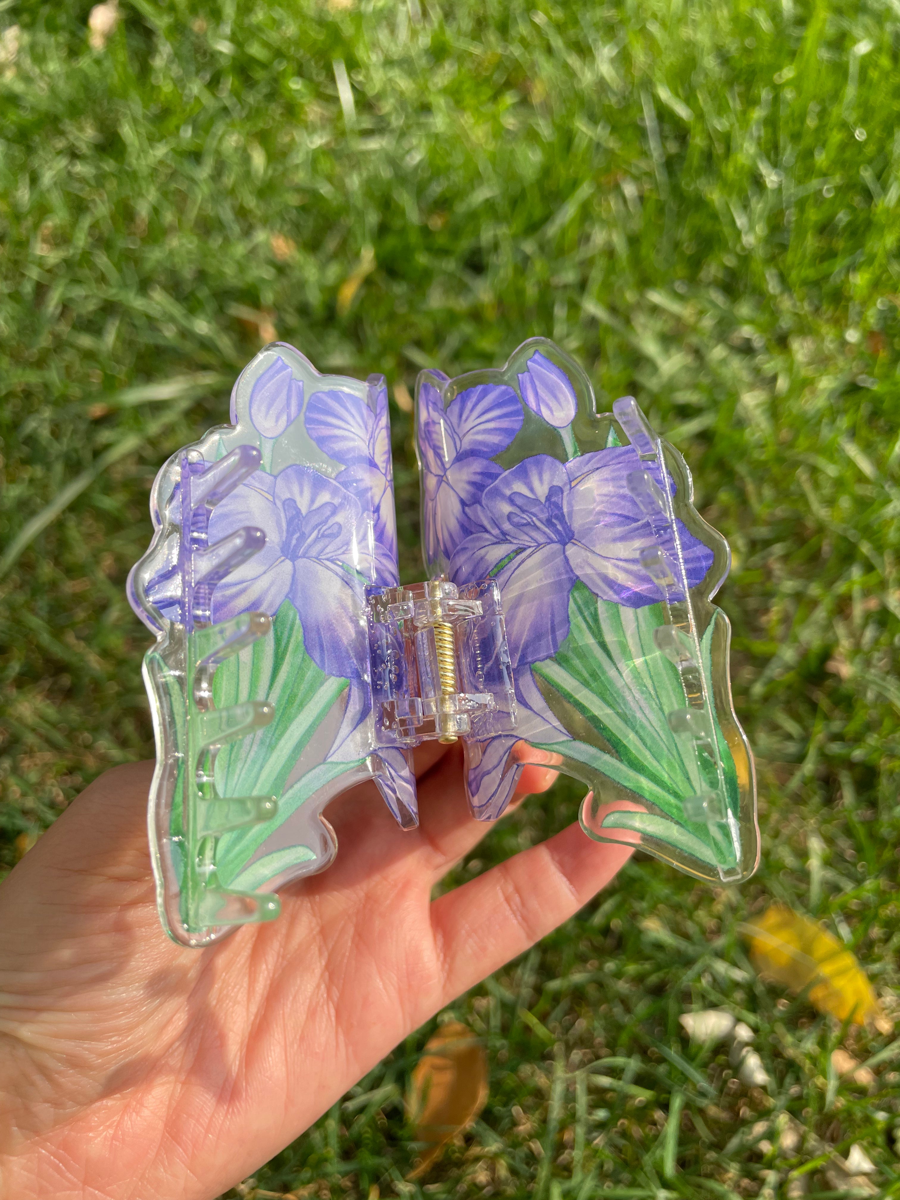 Purple Iris hair claw