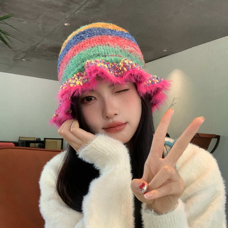 Handmade rainbow Knitted Hat