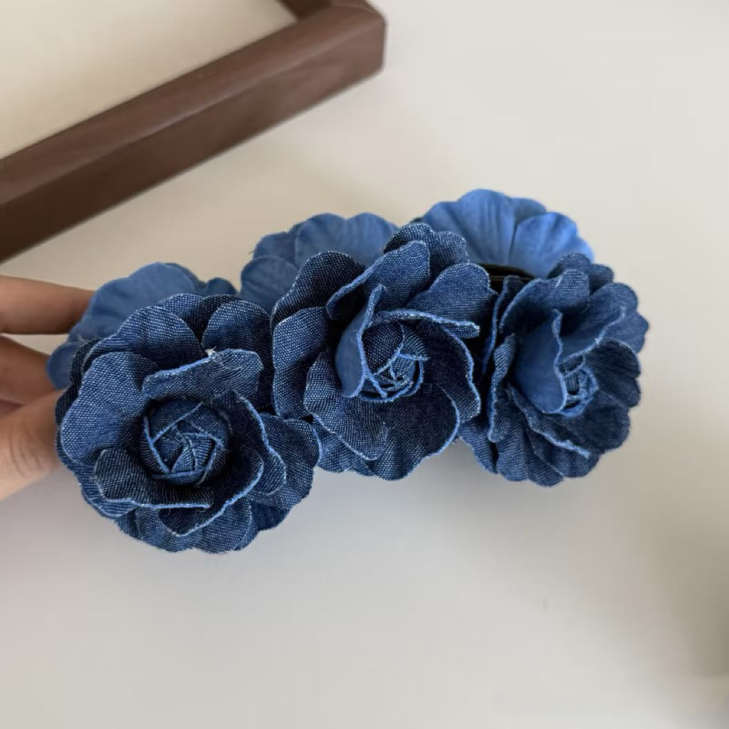 Denim Rose hair claw