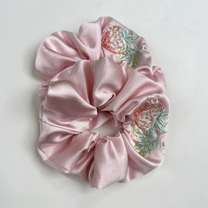 Pink embroidered Scrunchie