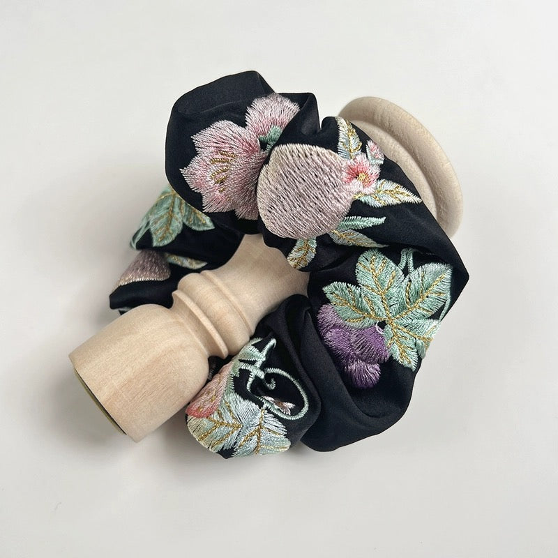 Black embroidered Scrunchie