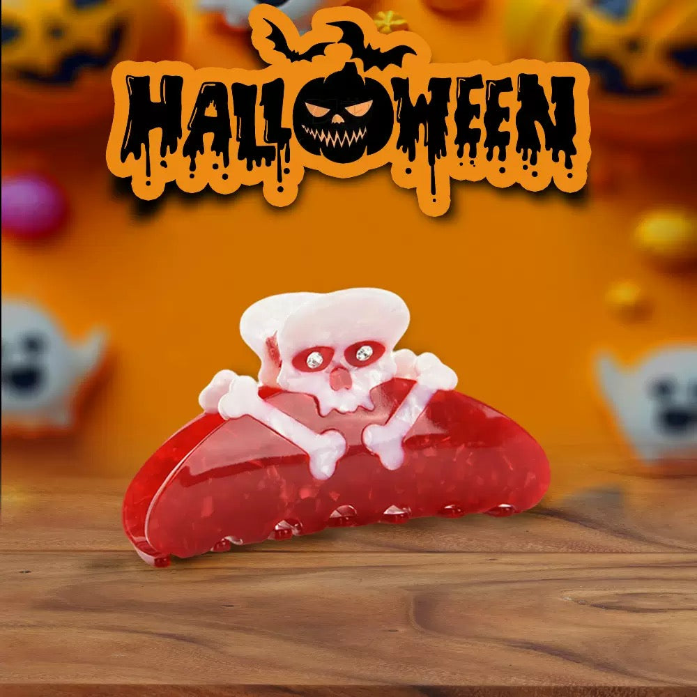 Halloween Skull Hair Claw within Red