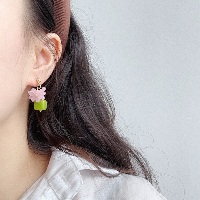 Mung bean flower earrings