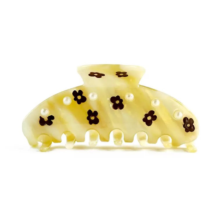 Pearl Lemon Yellow hair claw