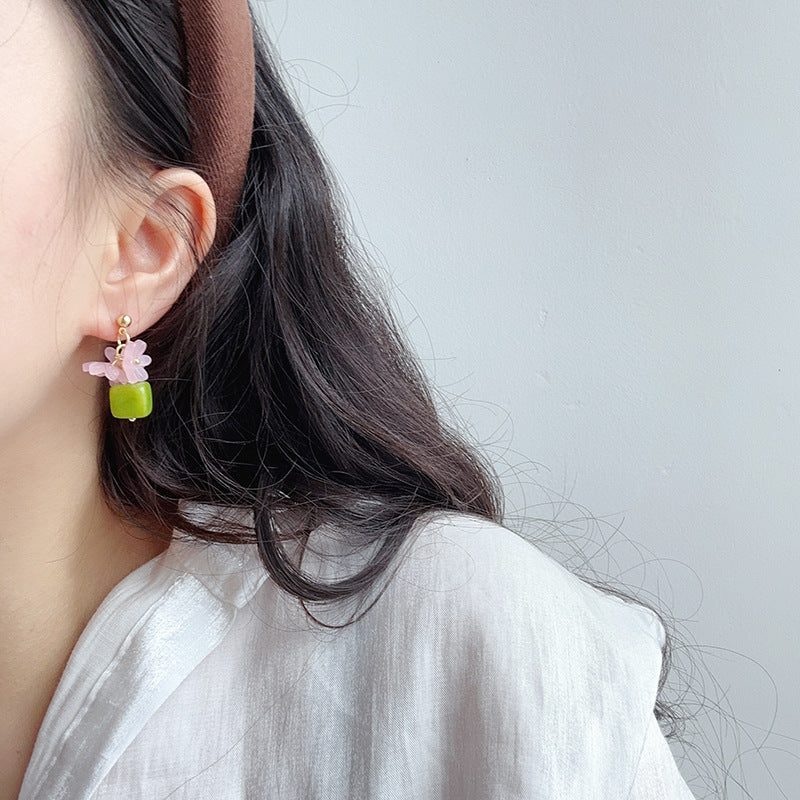 Mung bean flower earrings