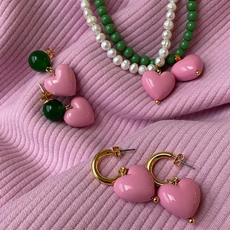 Two Tone Peach Heart Earrings