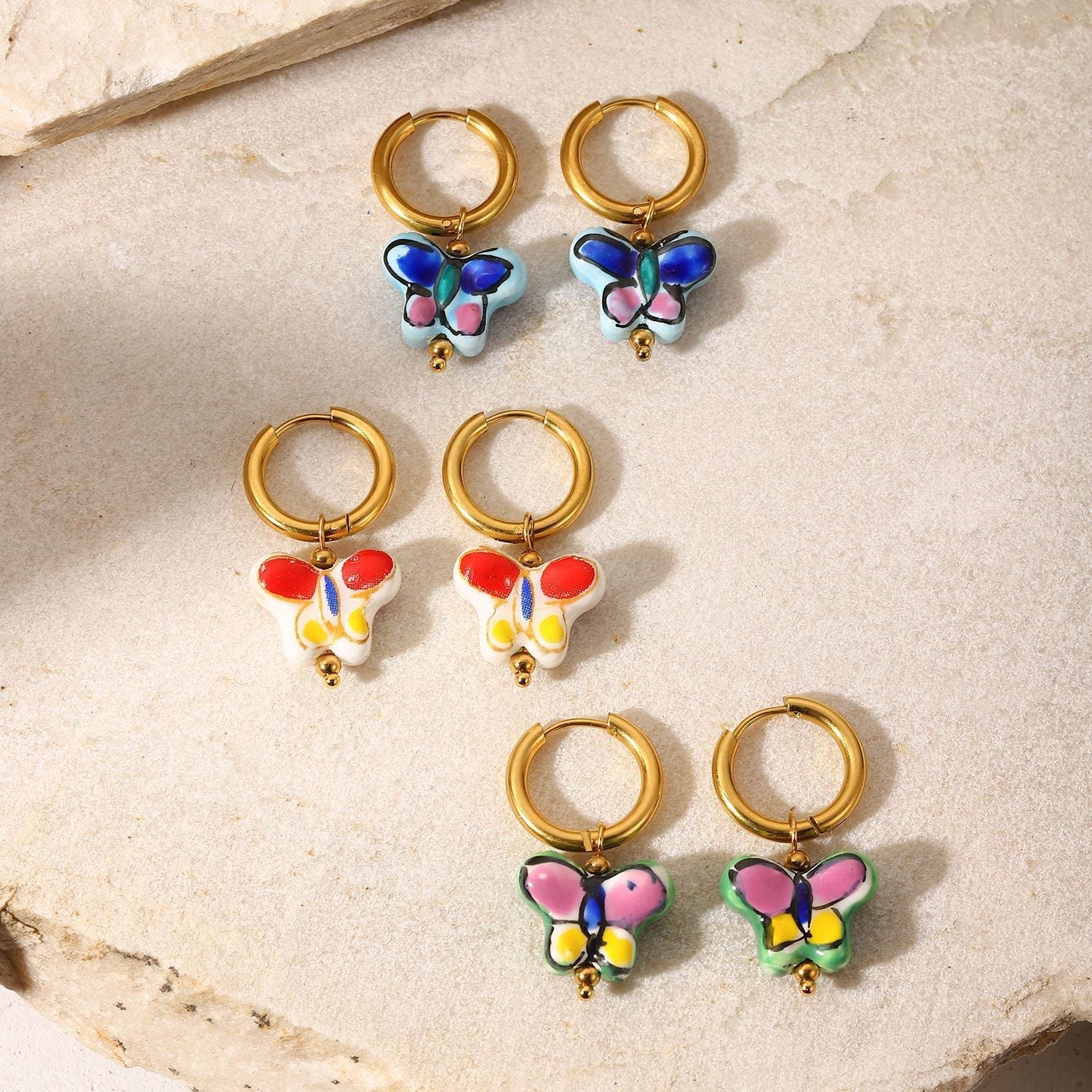 Yellow butterfly earrings