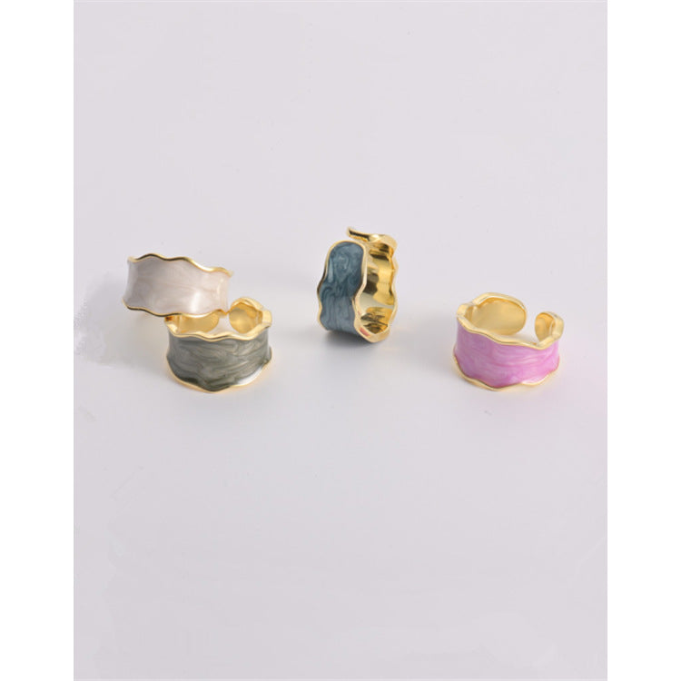 s925 Grey Enamel Ring