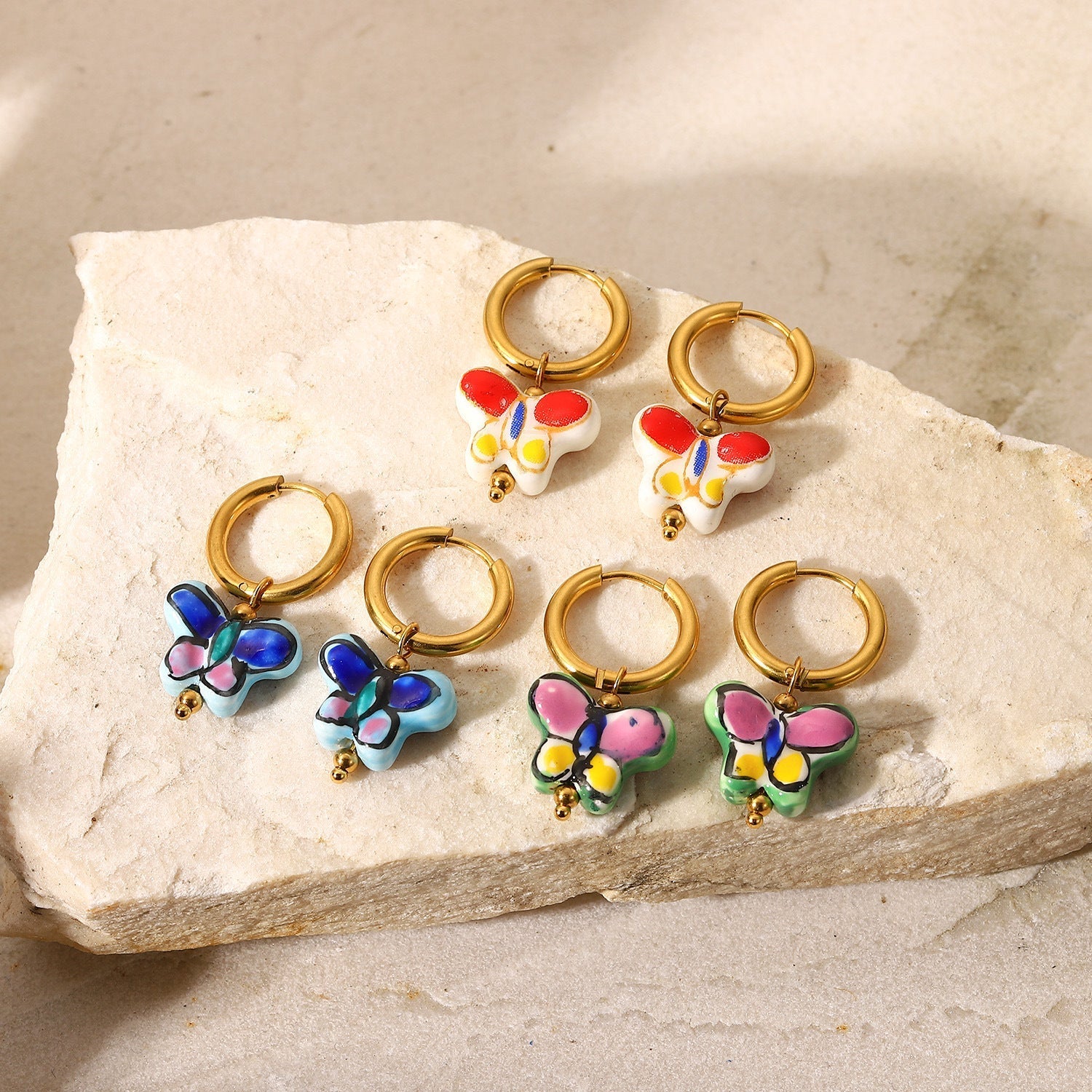 Yellow butterfly earrings