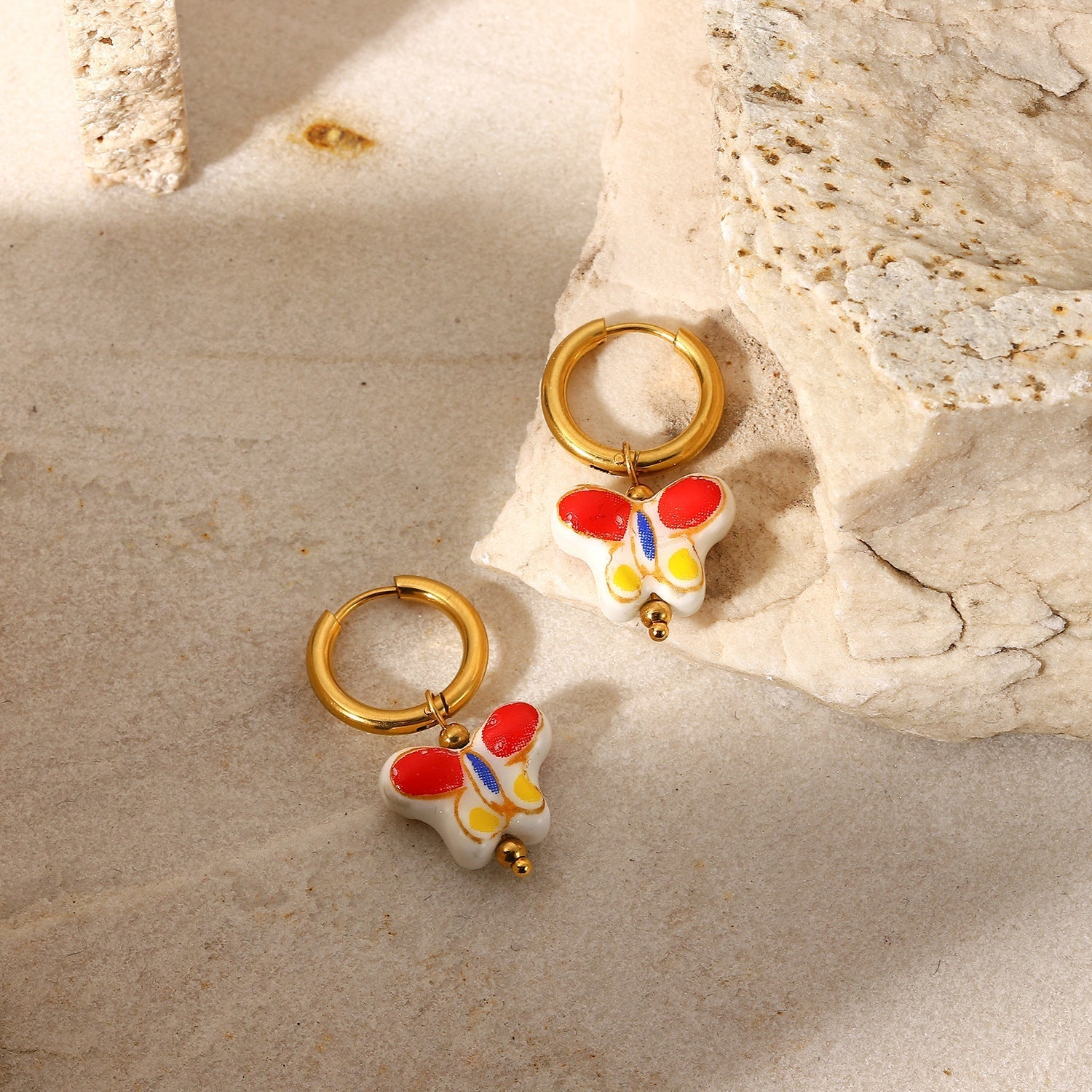 Yellow butterfly earrings