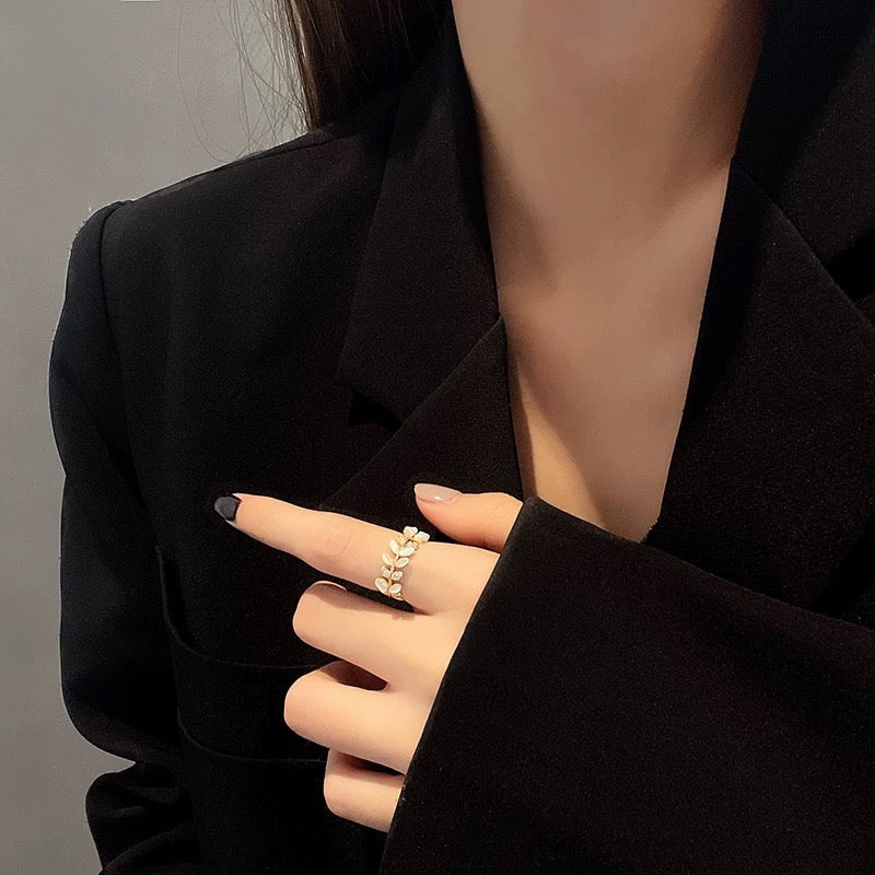 Hand Made Olive Branch Adjustable Ring