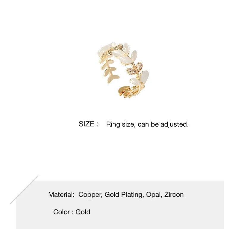 Hand Made Olive Branch Adjustable Ring