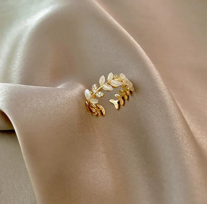 Hand Made Olive Branch Adjustable Ring