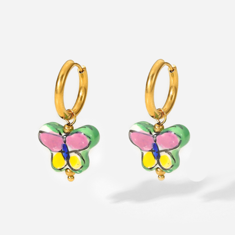 Green butterfly earrings