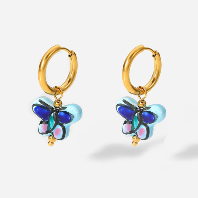 Yellow butterfly earrings