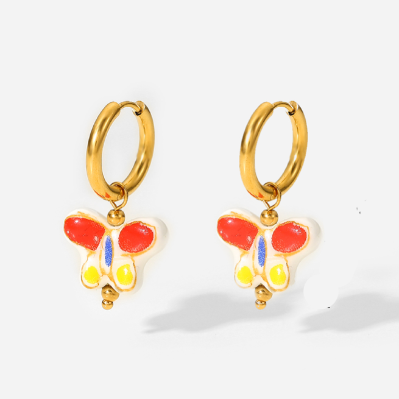 Yellow butterfly earrings