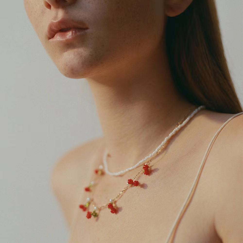 Cherry Pearl Necklace Set