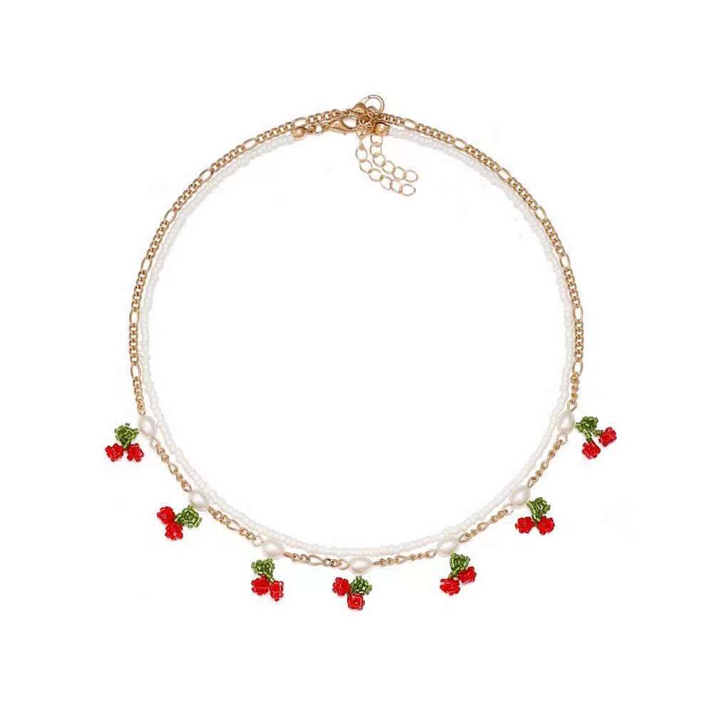 Cherry Pearl Necklace Set
