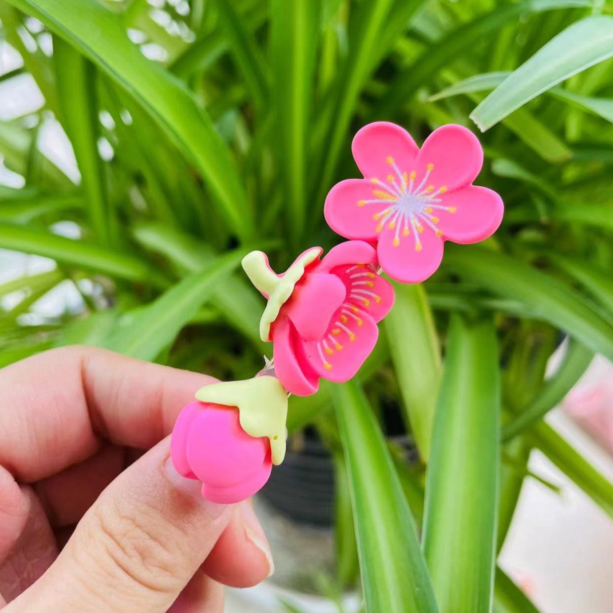 handmade peach blossom Clip