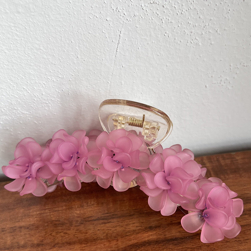 pink flowers hair claw