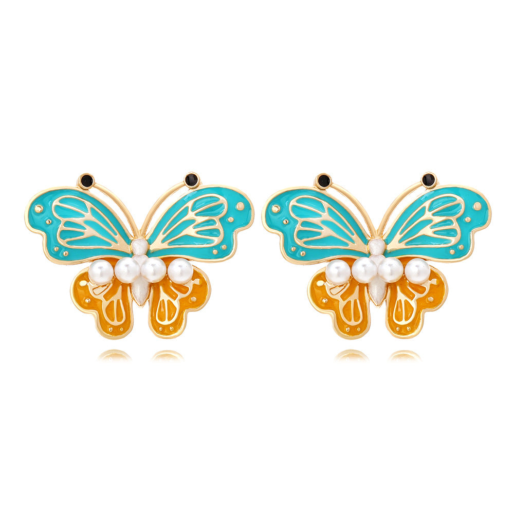 Enamel butterfly earrings within colorful