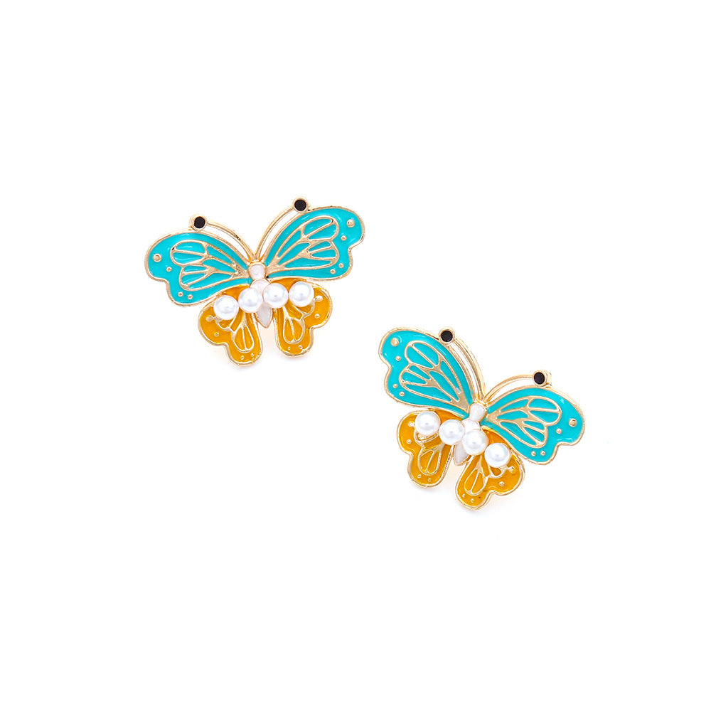 Enamel butterfly earrings within colorful