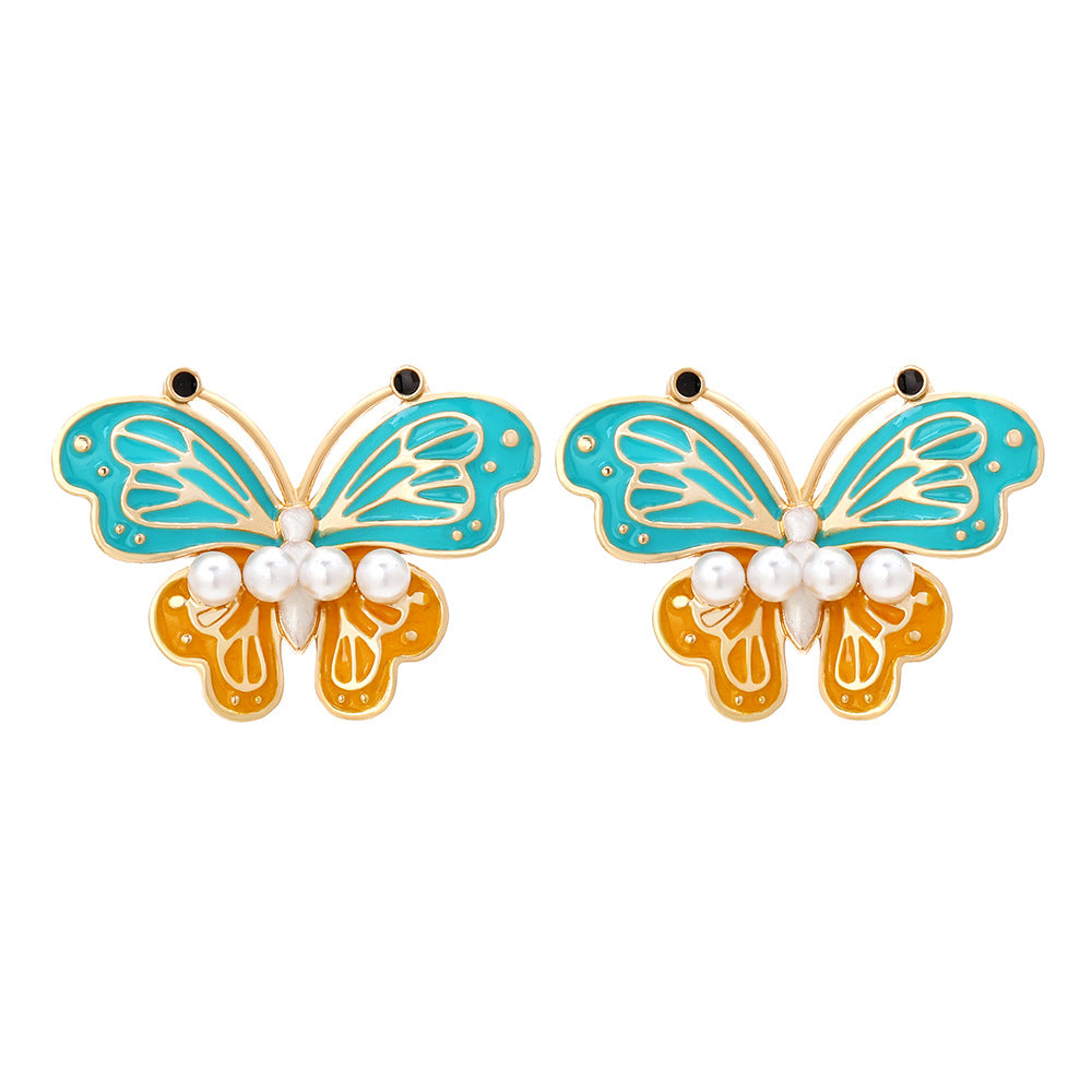 Enamel butterfly earrings within colorful