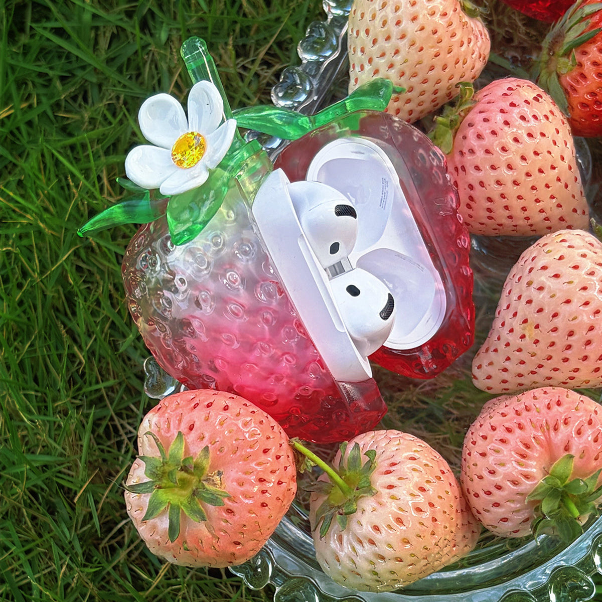 3D Sparkly Strawberry Airpods earphone