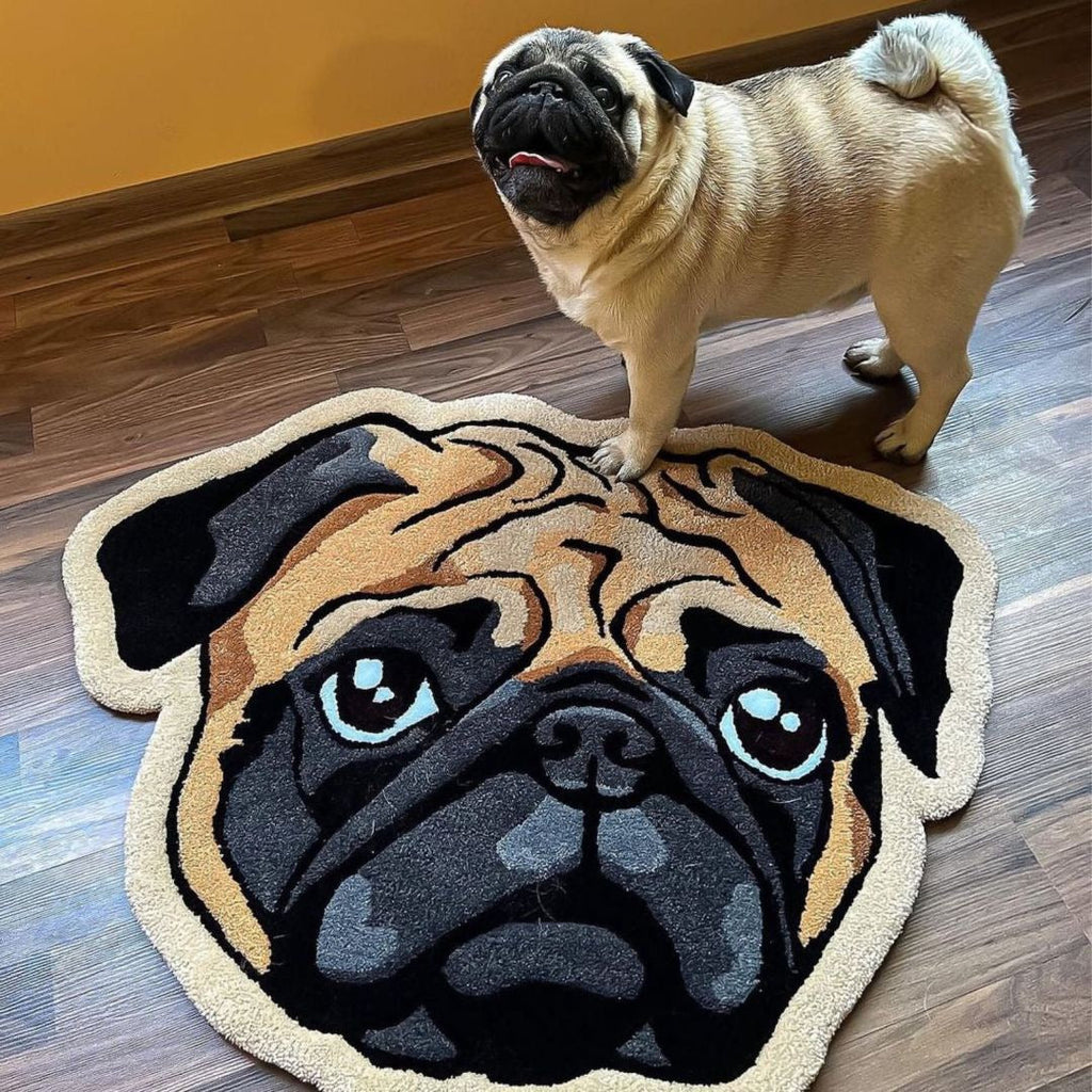 Pug Dog Area Rug Cute Animal Bath Mat Loveable Pets LARGE Carpet 31”x 19.5”