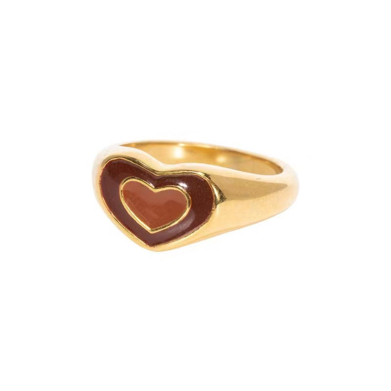 Heart Wave Ring in Chocolate