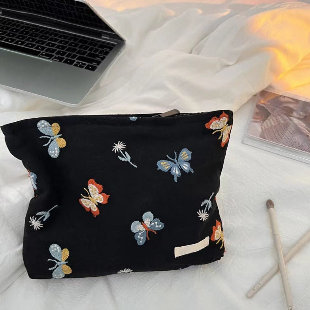 Butterfly Makeup Bag Within Black