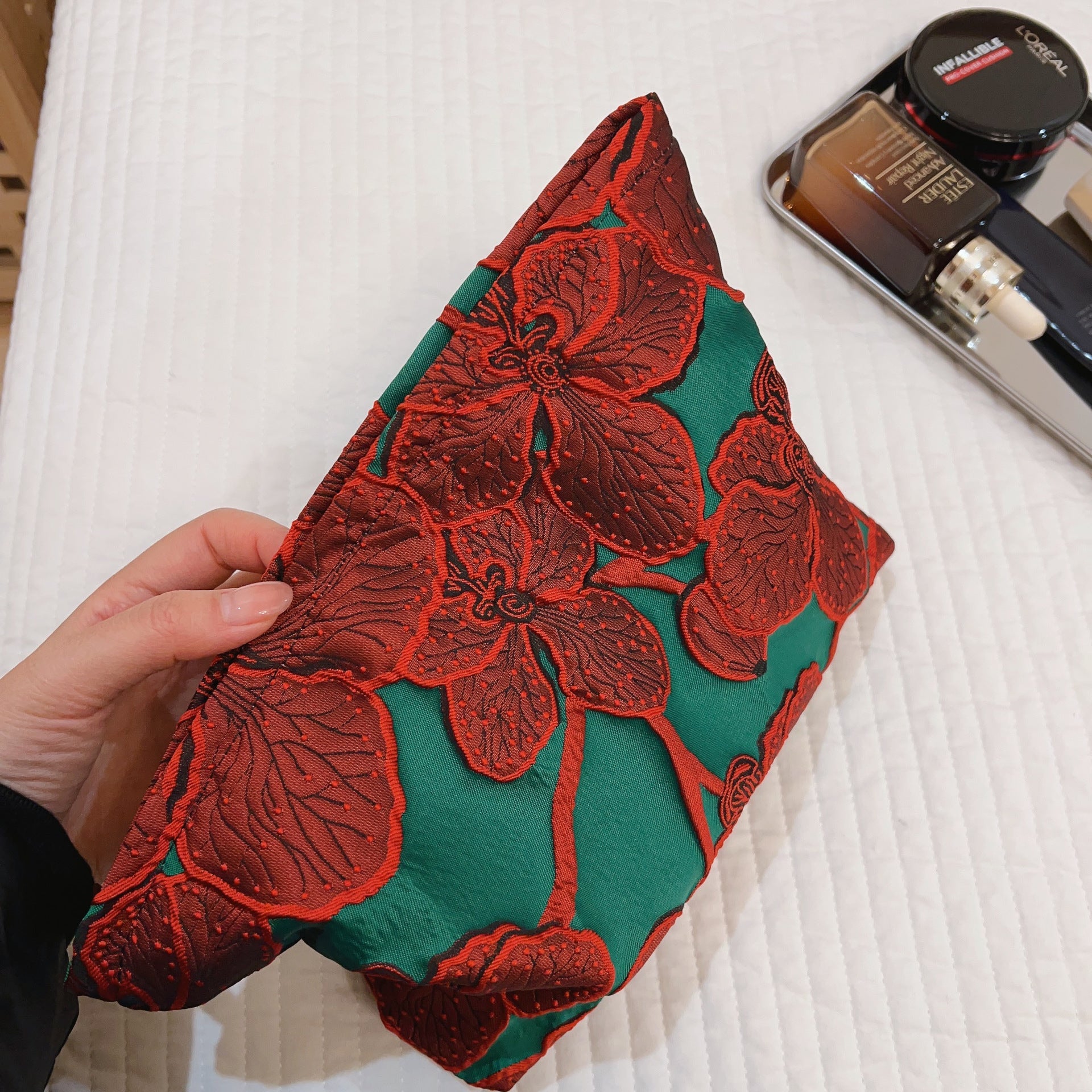 Vintage flowers Bag within Red