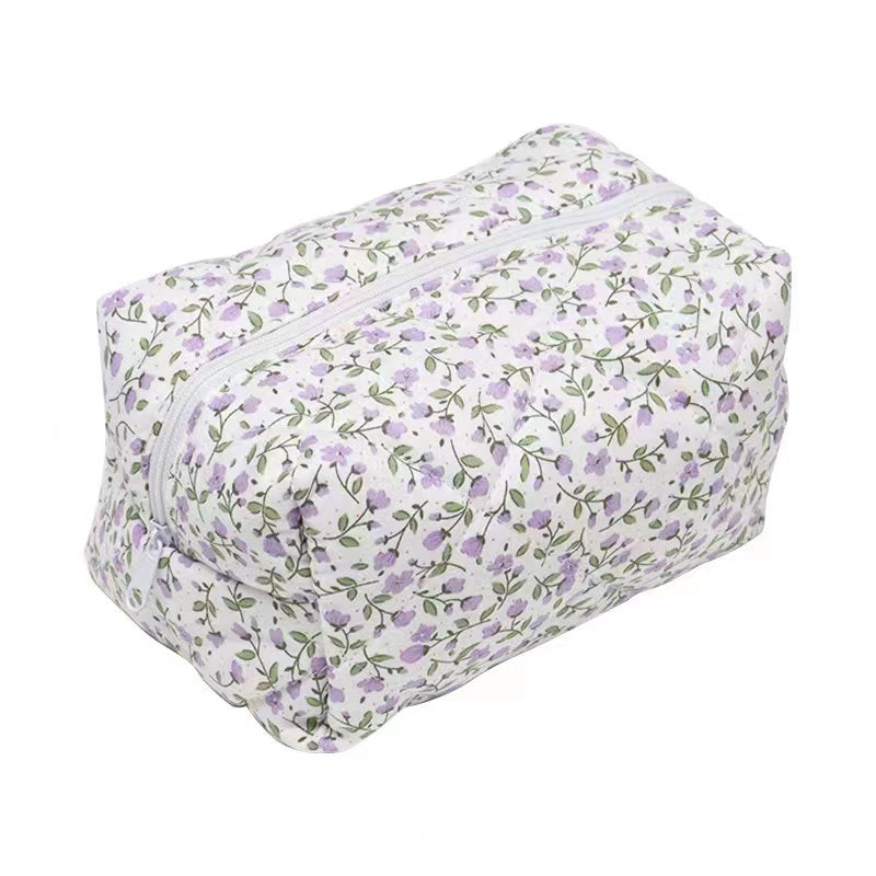 Floral makeup bag within Purple