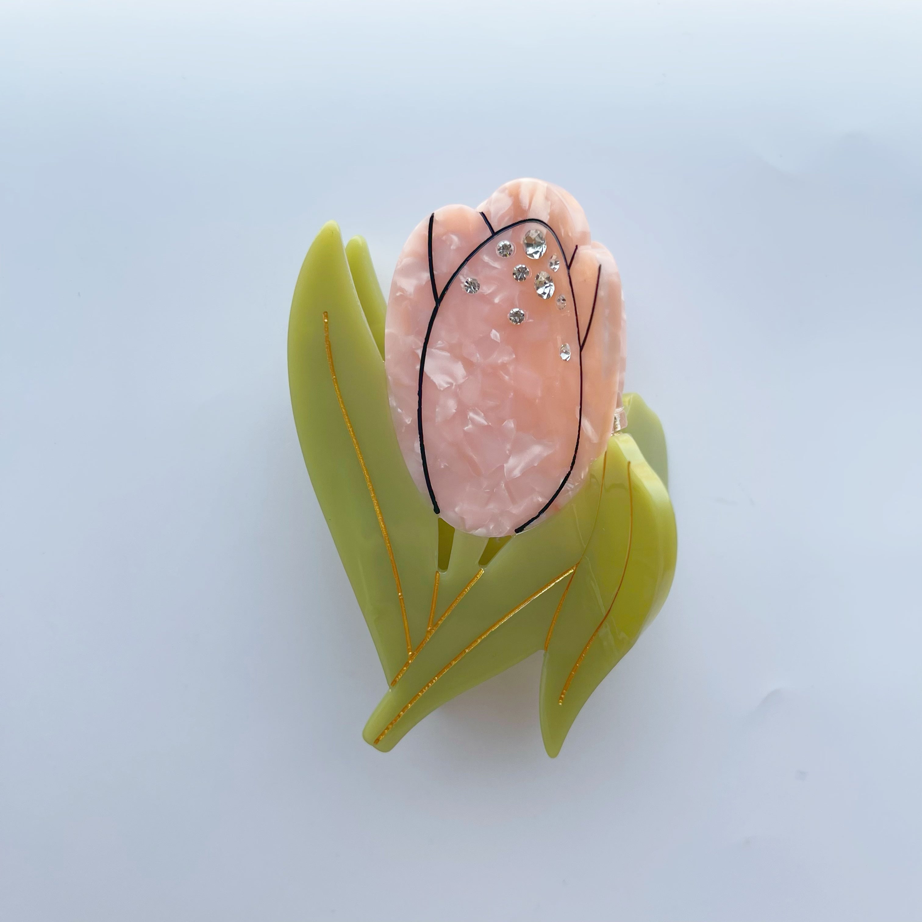 Diamond Tulip Hair Claw within pink