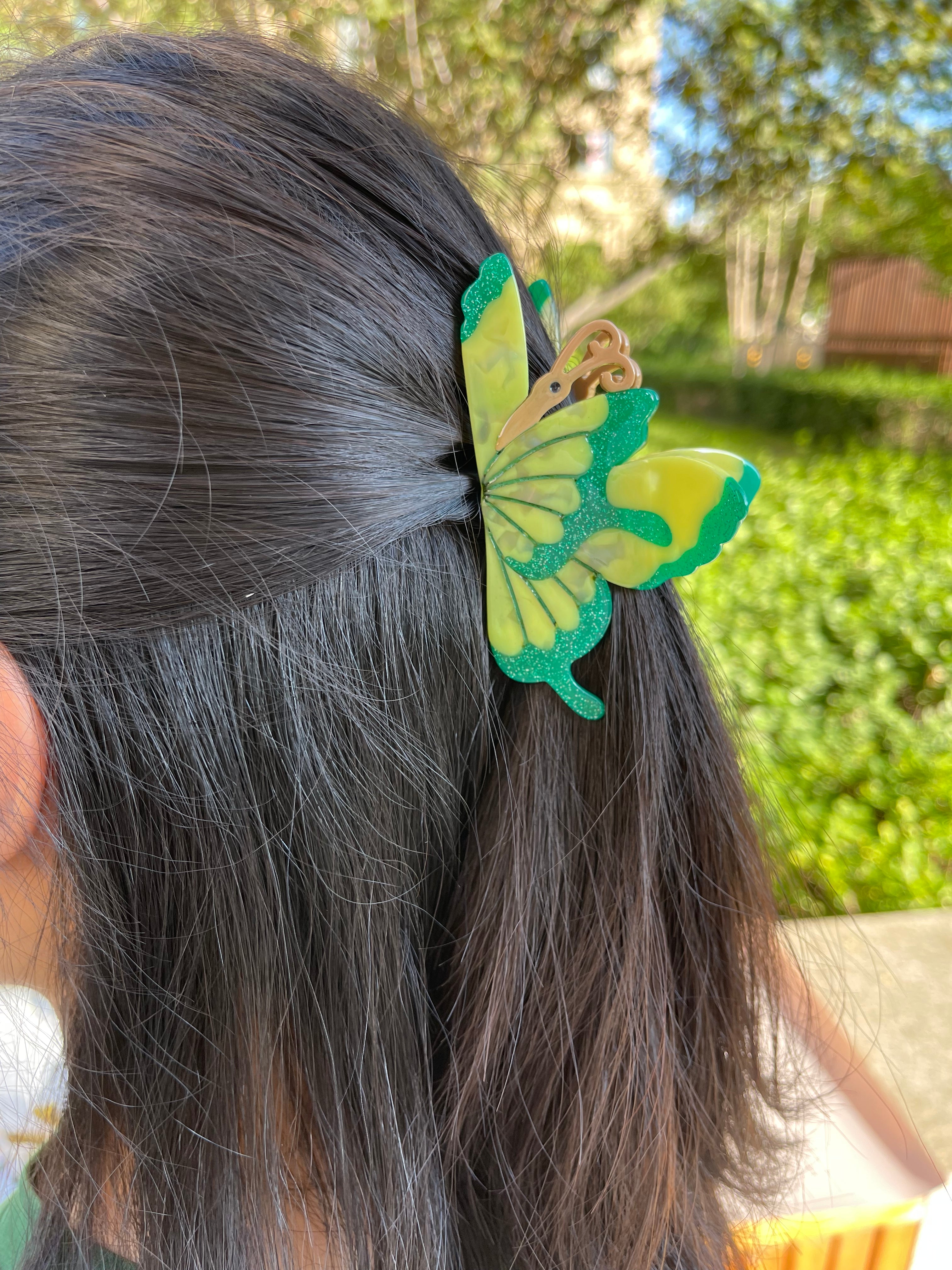 Butterfly Hair Claw within Green