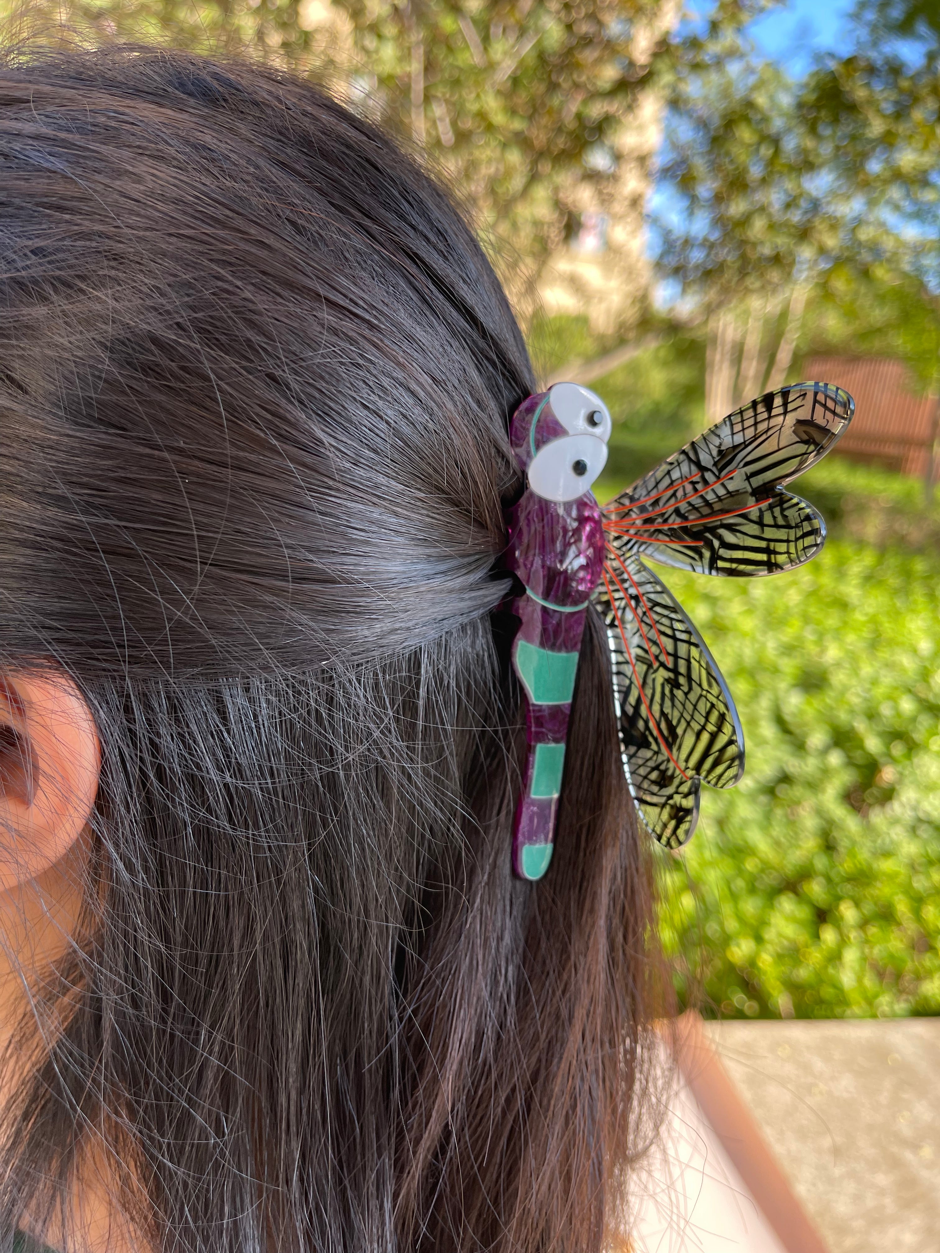 Dragonfly Hair Claw within Purple