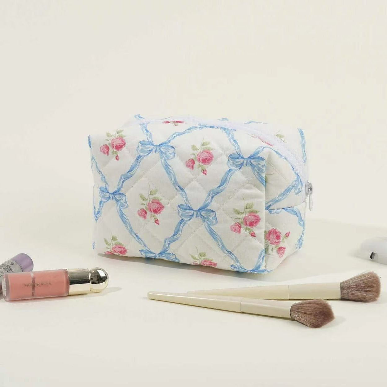 Bow&Rose Makeup Bag within Blue