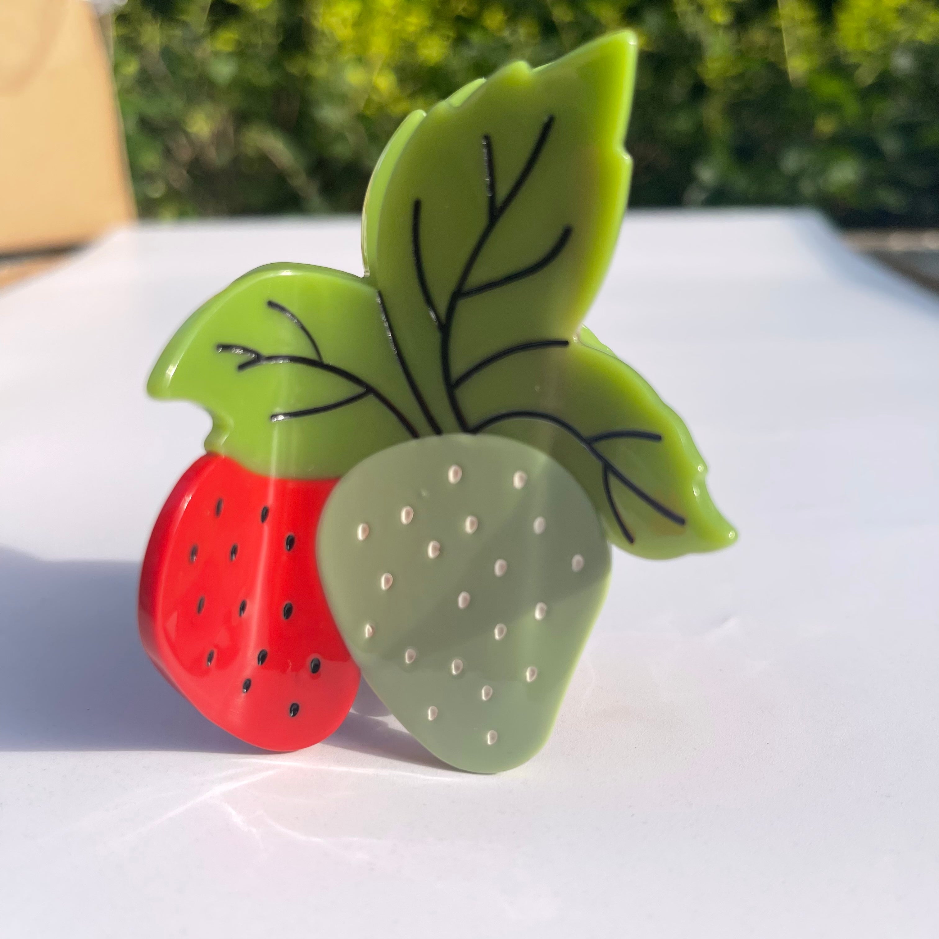 Strawberries hair Claw within green