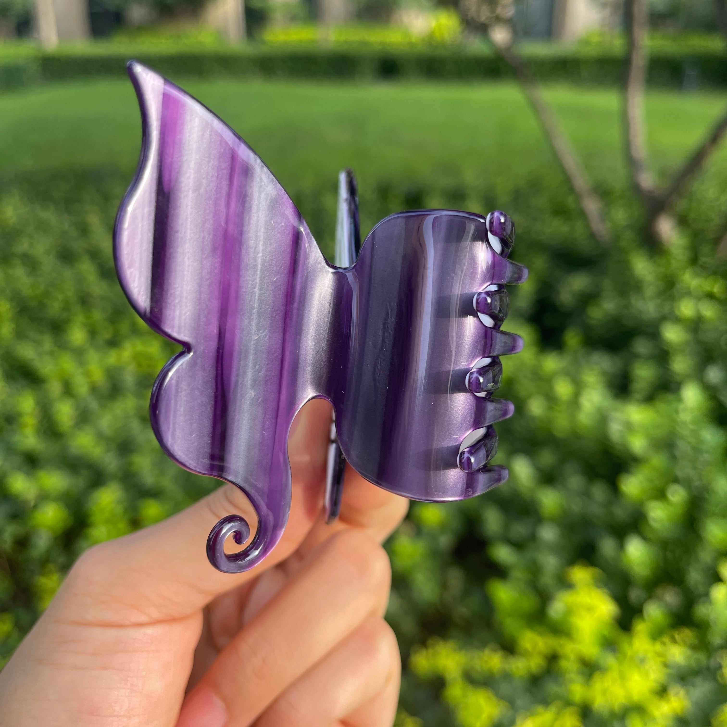 Handmade carved butterfly claw within Grape