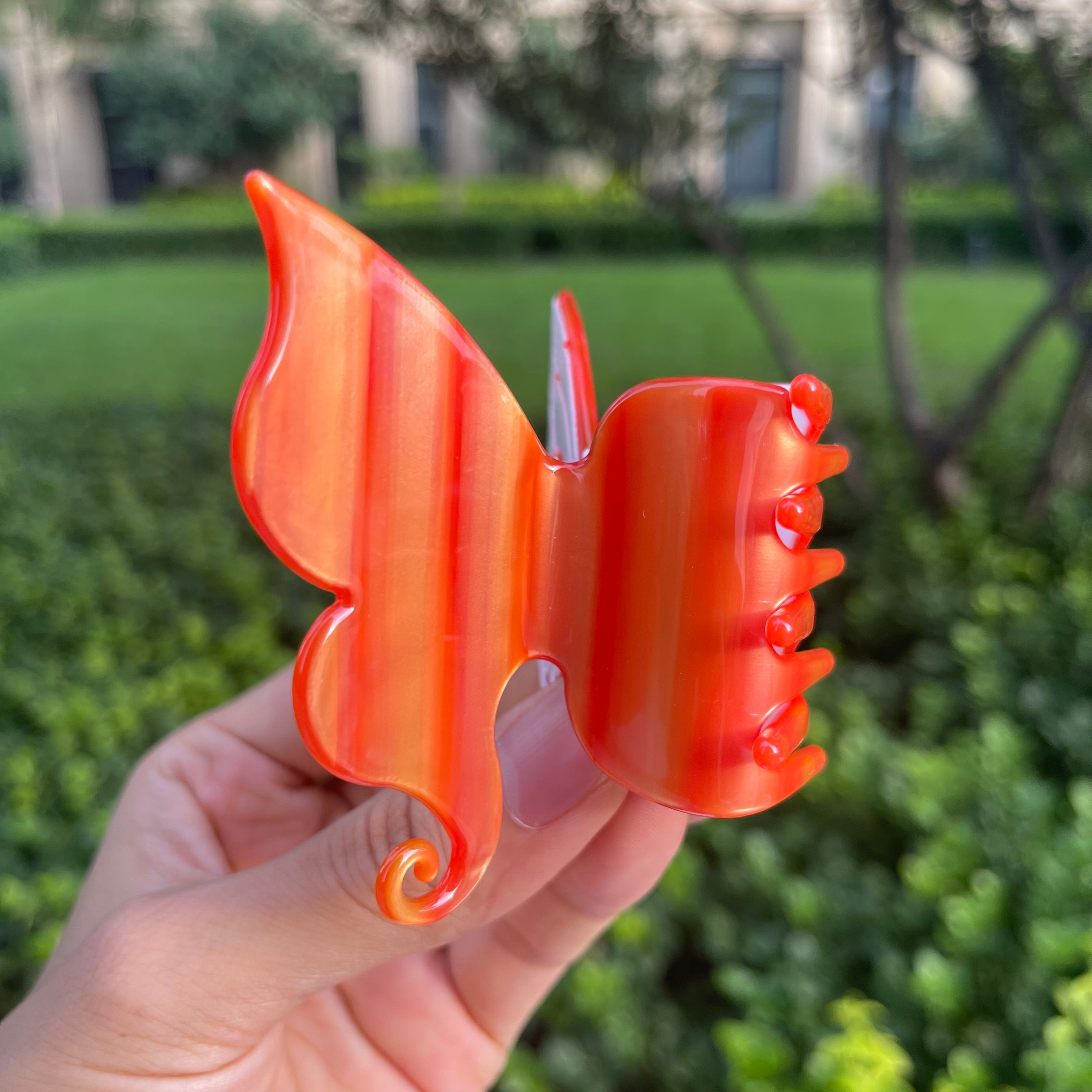 Handmade carved butterfly claw within Orange