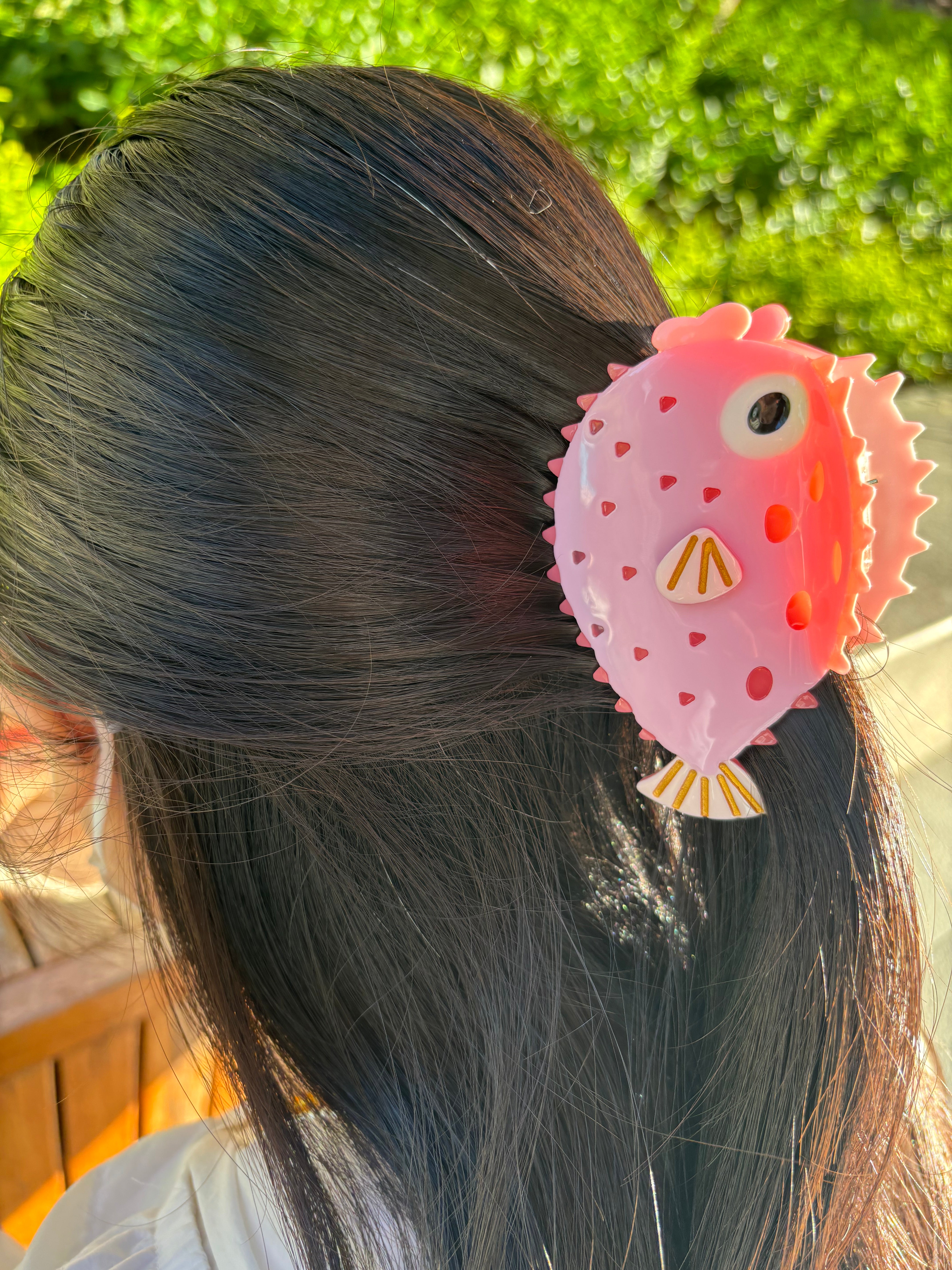 Puffer Fish Hair Claw in Pink