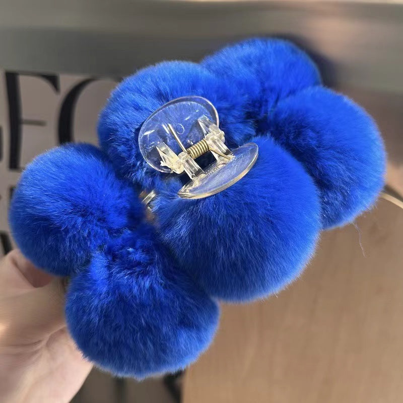 Fur Ball Scrunchie in blue